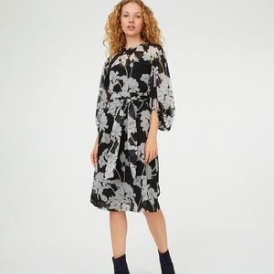 Club Monaco Linettah Mini Dress Black Gray Floral Tie